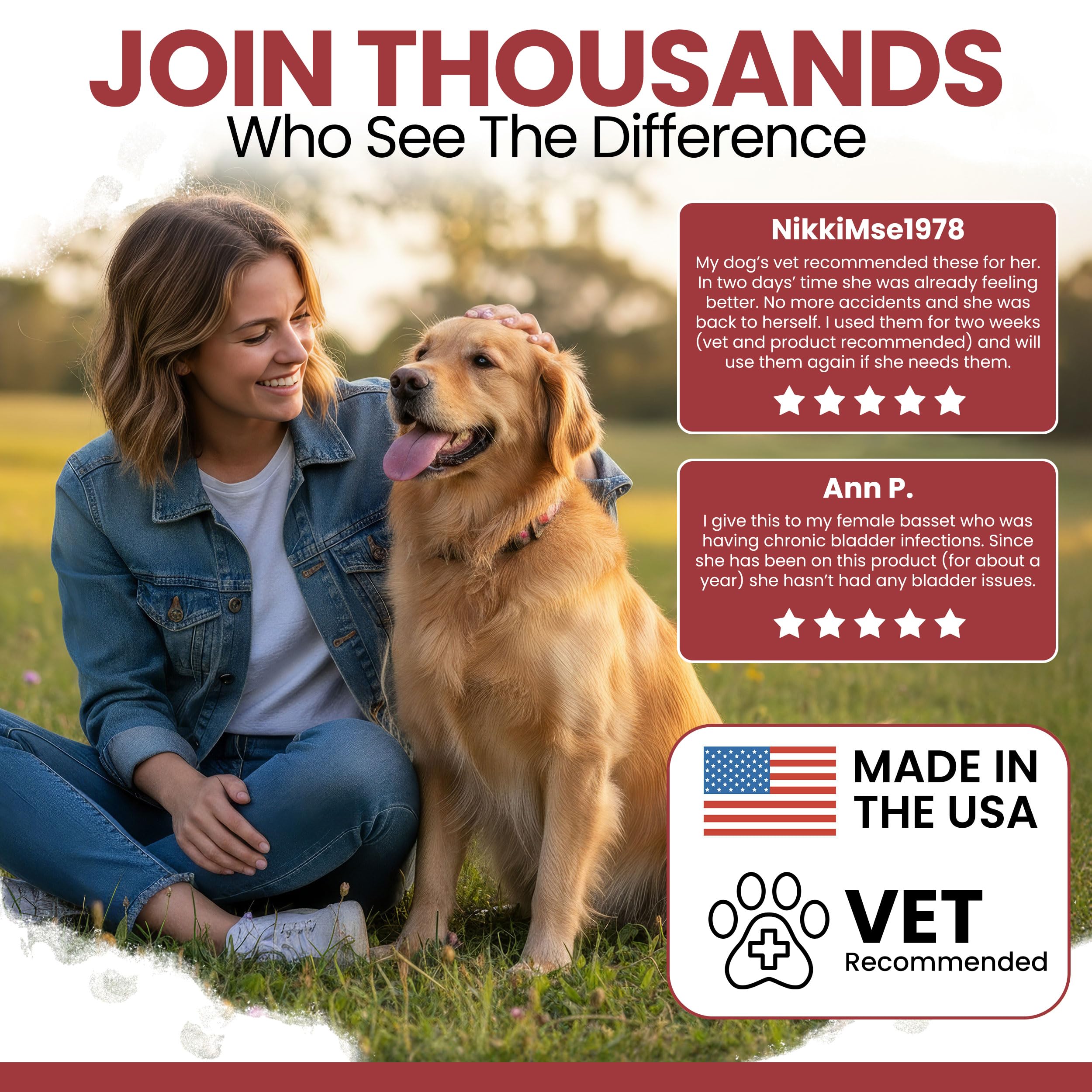 Chew + Heal Labs bouchées canines: aide possible à l’équilibre urinaire et immunitaire.