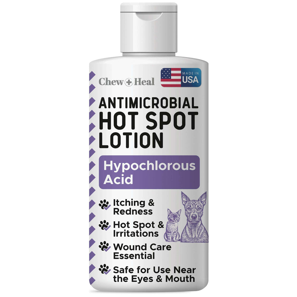Chew + Heal Labs: bouteille-lotion-acide-hypochloreux pour chiens, soin pratique des plaies.