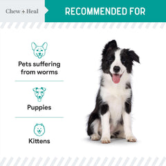 Vermifuge Chew + Heal Labs pour tous chiens et chats, sans souci de race.