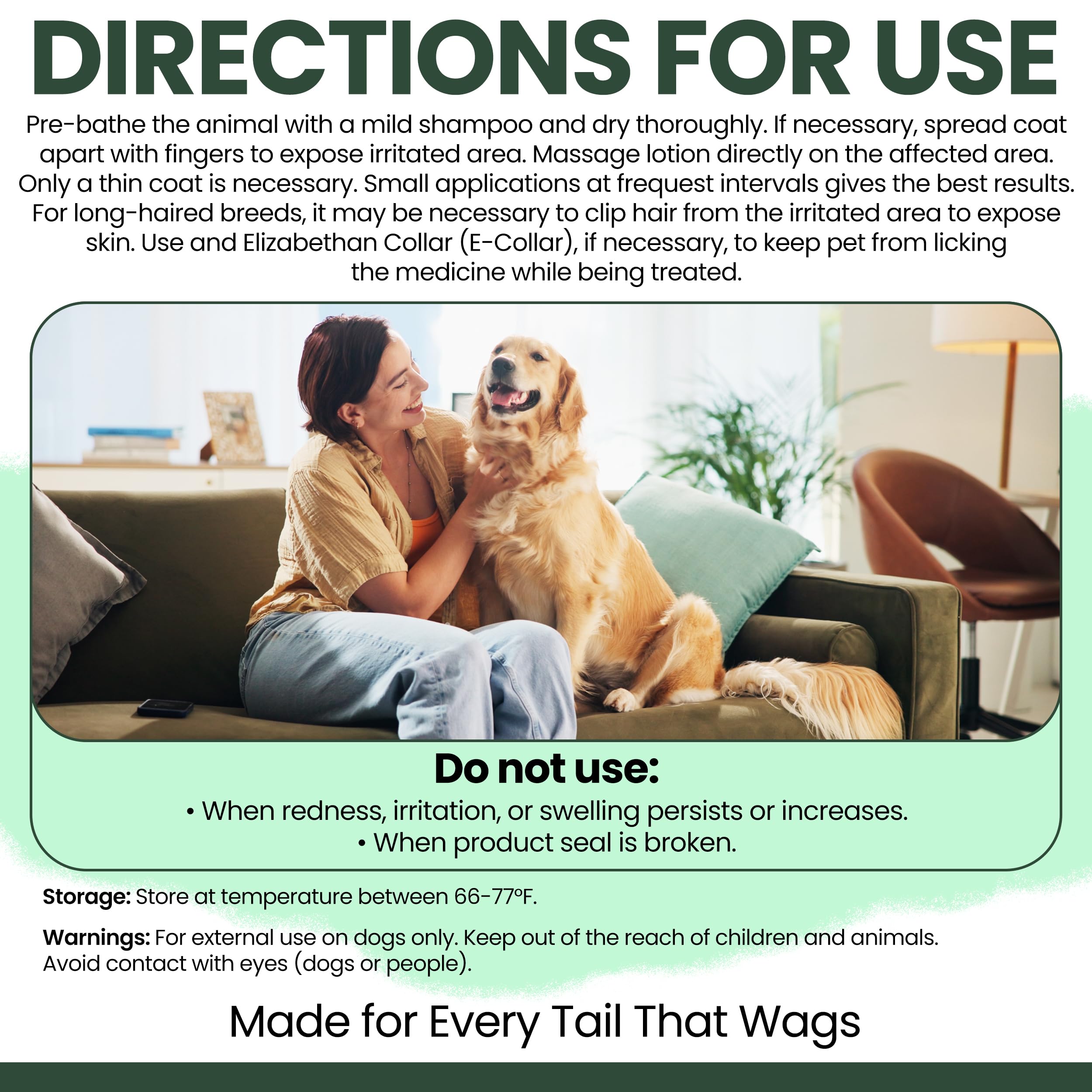 Massage delicat de la lotion hydrocortisone sur la peau du chien.