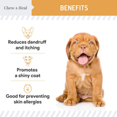 Chew-Heal-Labs peau équilibrée grâce à Omega et probiotiques.