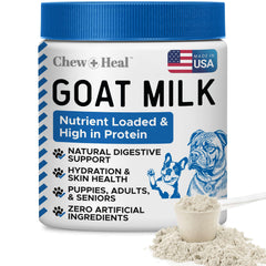 Chew + Heal Labs poudre lait chèvre – emballage pratique pour chiens