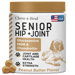 Chew Heal Labs Senior : bouchées douces pour soutenir la mobilité des hanches et des articulations.
