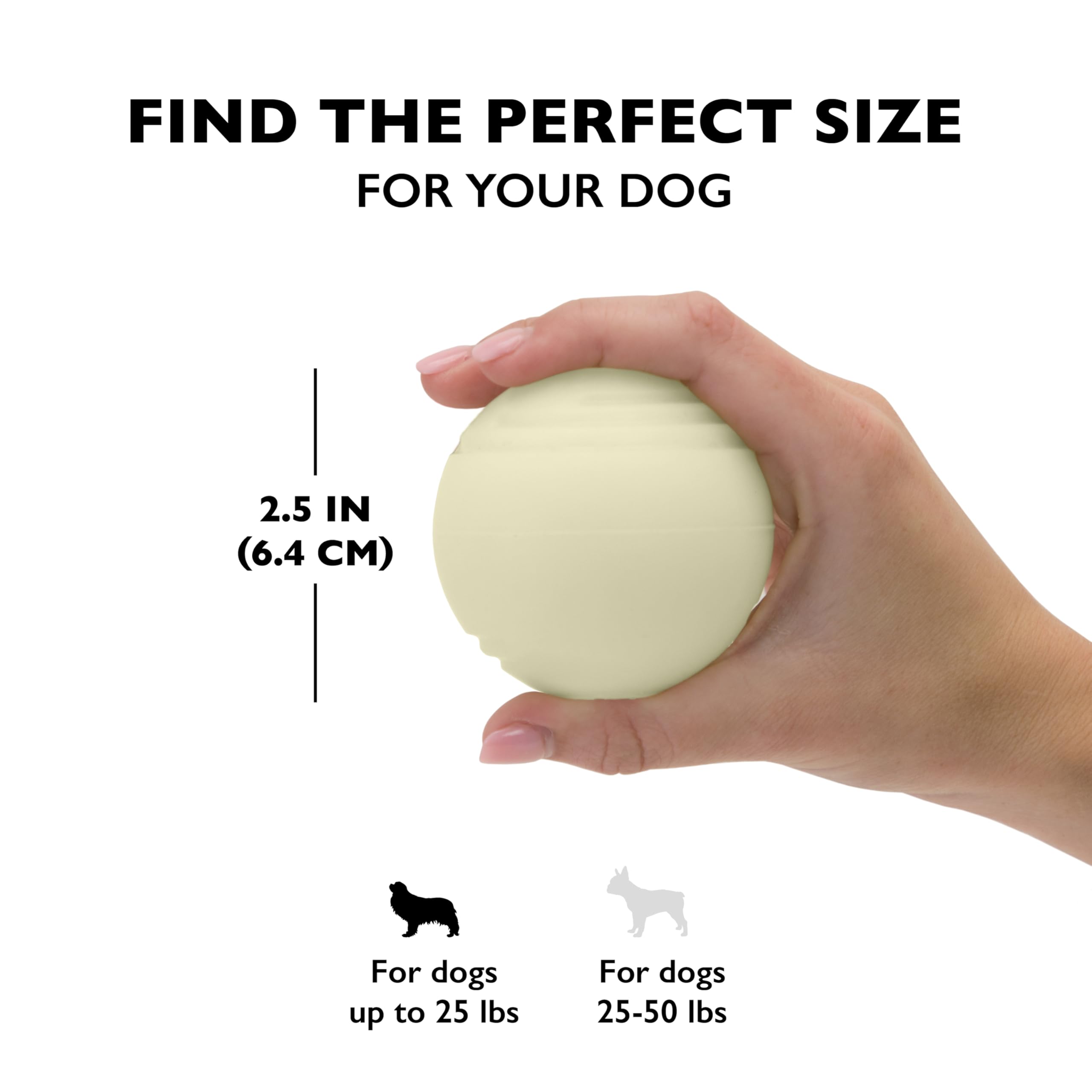 Balle Chew King taille 3,25 pouces, idéale pour petits chiens.