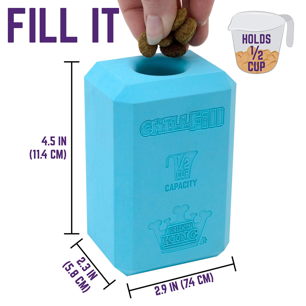 Remplissage avec kibble et eau, puis congélateur pour un goûter frais.