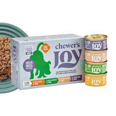 Chewer's Joy pâté humide bœuf pour petit chien, soutien musculaire et énergie.