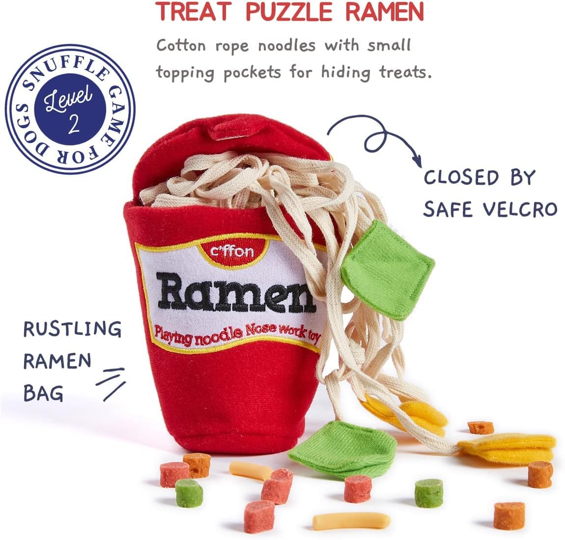 CHEWFFON coupelle ramen avec garnitures, cache des friandises pour exploration.