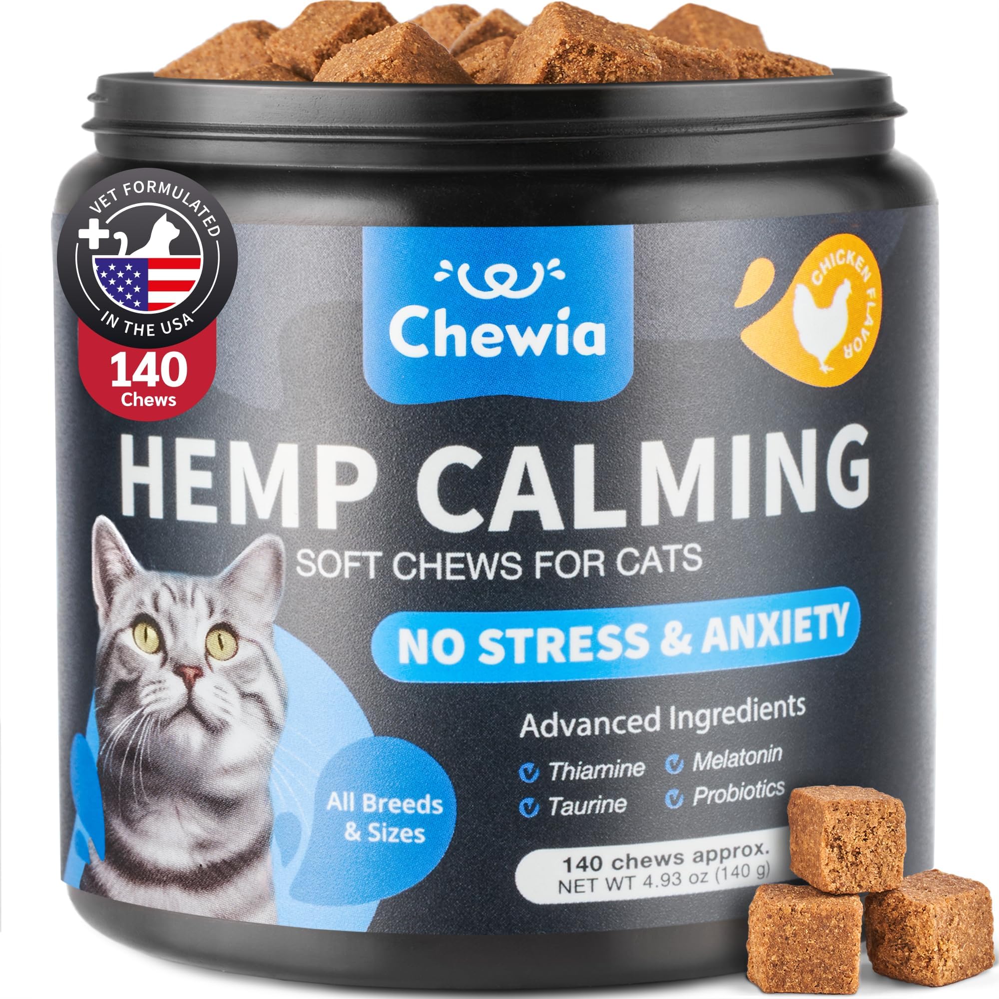Friandises calmantes CHEWIA pour chat – emballage pratique favorisant le calme