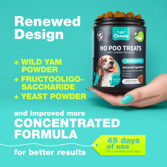 Friandises CHEWIA anti-coprophagie – morceaux texturés pour chien.