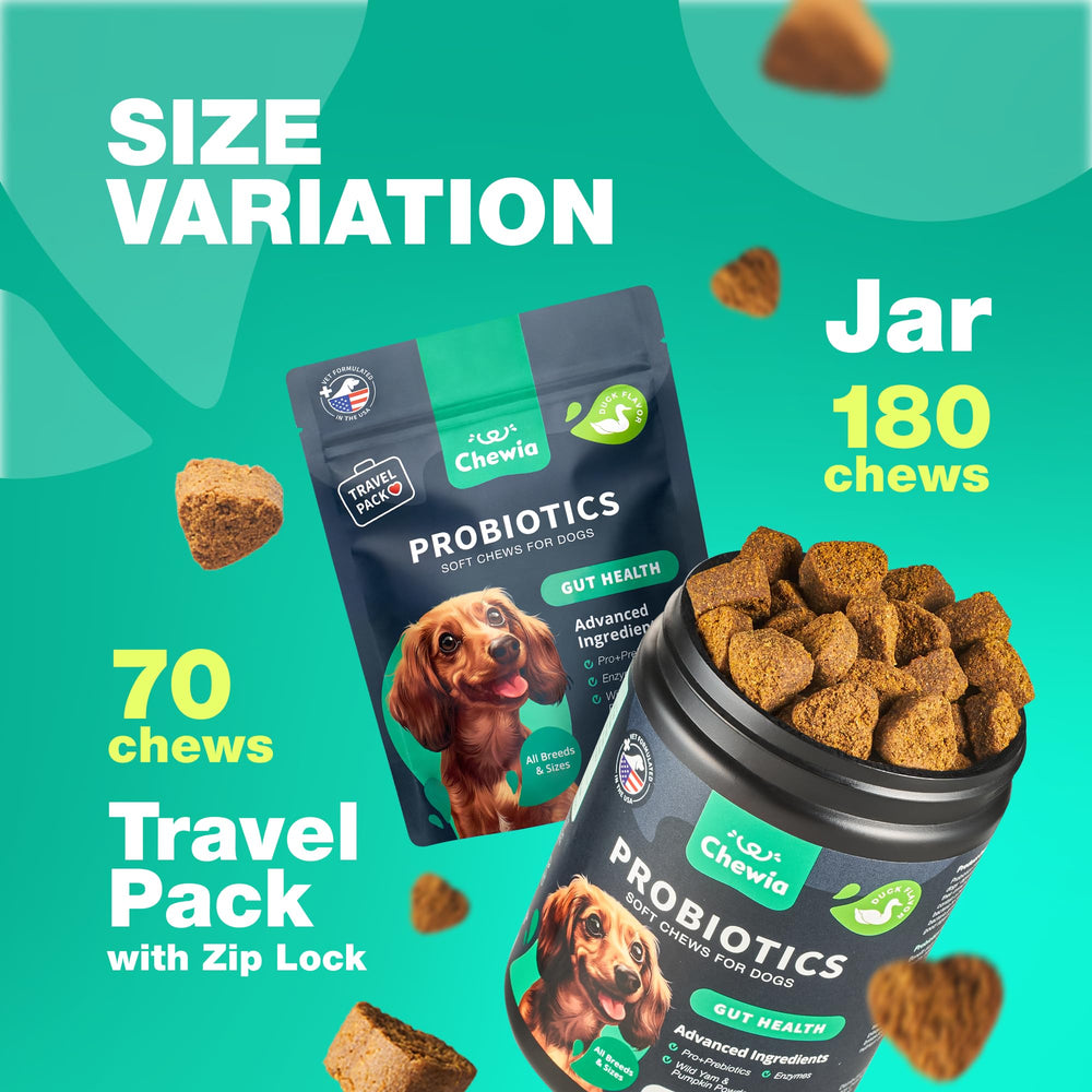 CHEWIA Probiotiques pour chien — convient à tous les chiens et tailles.