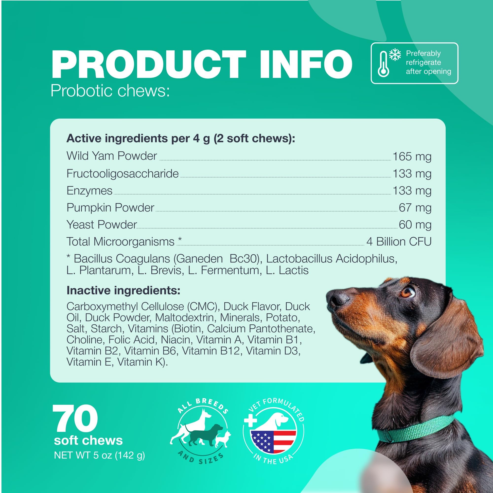 CHEWIA Probiotiques Chien Enzymes Digestives: favorise l’absorption des nutriments.