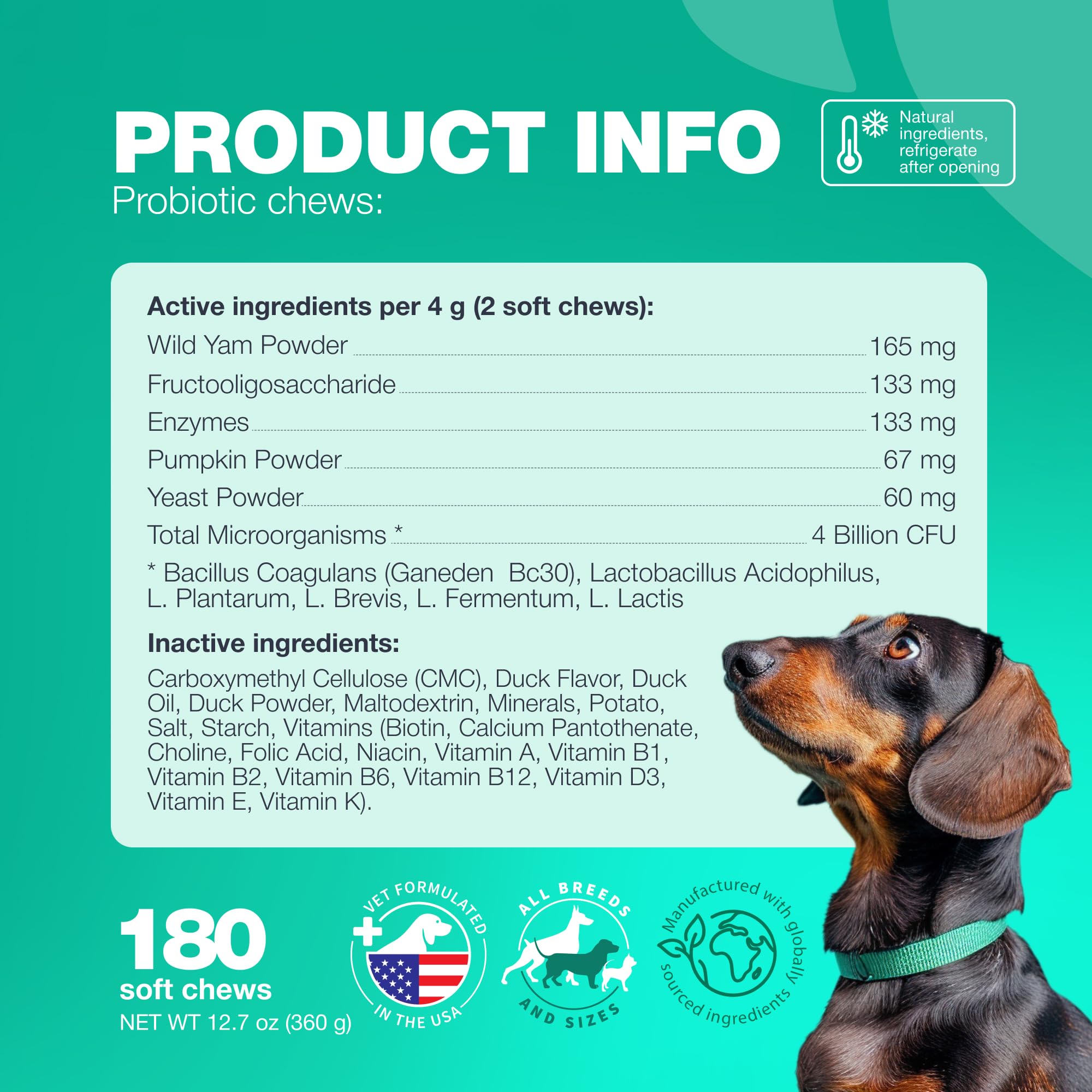 CHEWIA Probiotiques pour chien — saveur canard sans sucre.