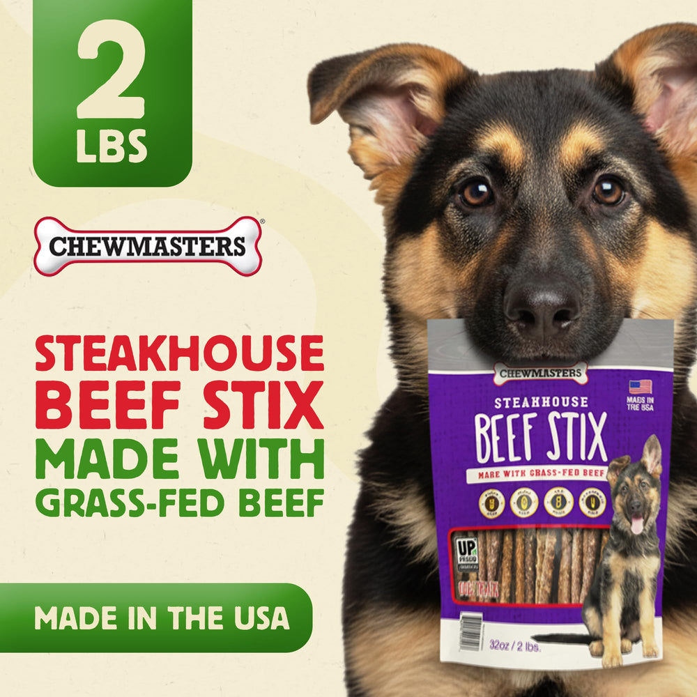 Beef Stix adaptés à toutes les tailles de chiens, parfaits pour l’entraînement.