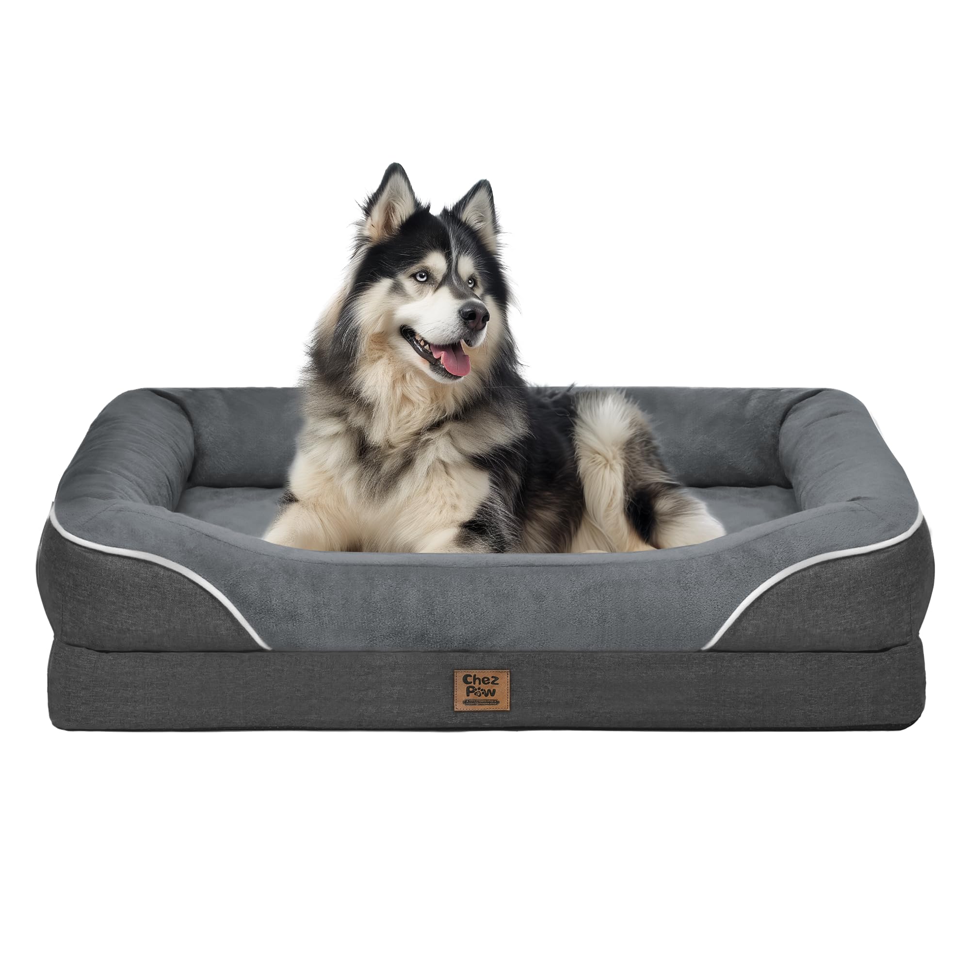 Lit orthopédique 360° Chez Paw avec bolster enveloppant pour un repos optimal.