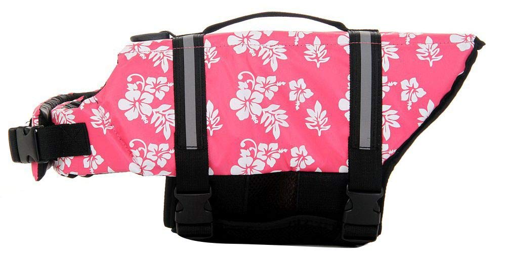 Gilet ajustable ChezAbbey pour chien, rose à fleurs, facile à enfiler.