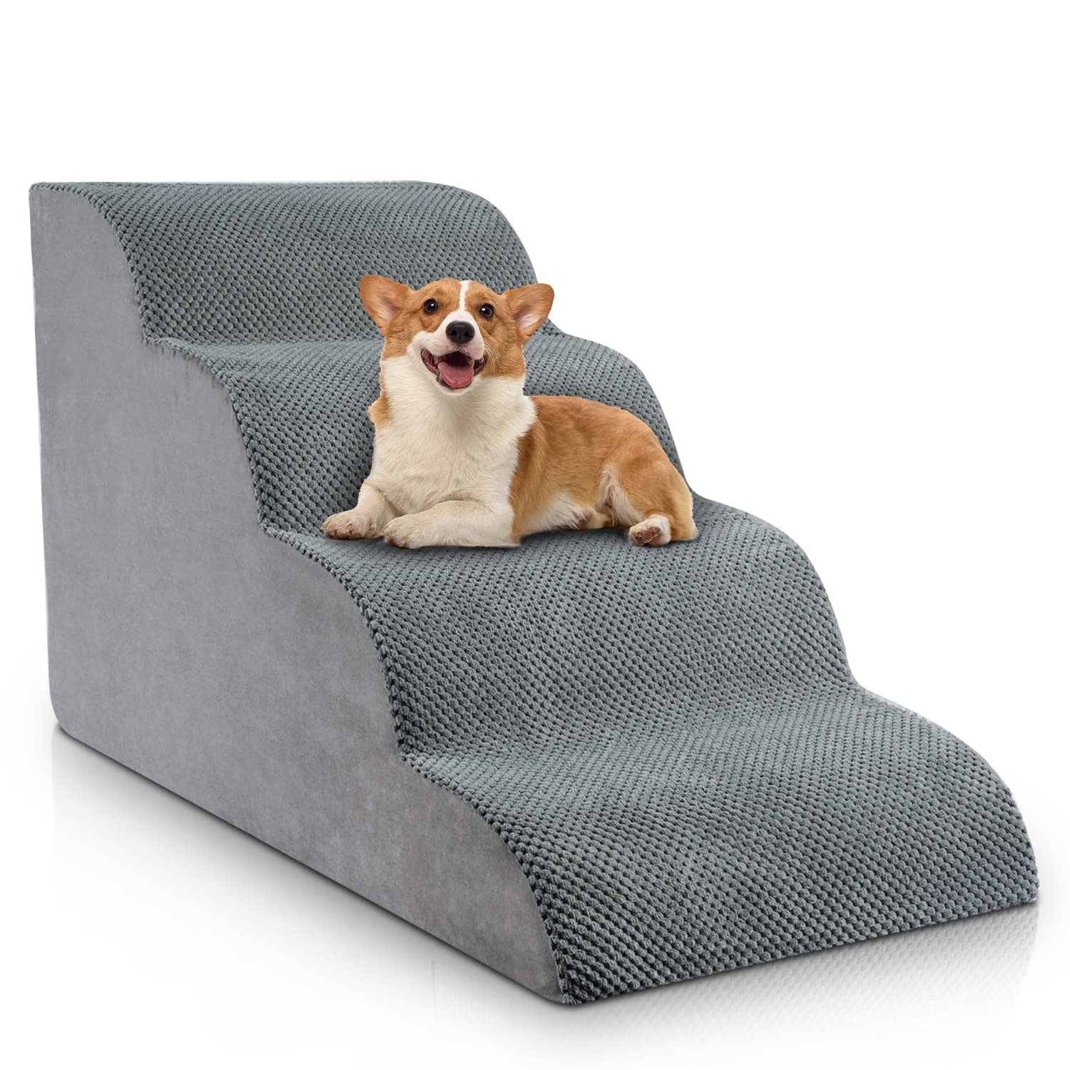 Chic Threads escalier pour chien quatre étapes pour lit haut, accessibilité sûre pour votre compagnon.