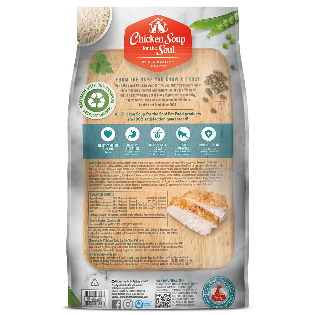 Chat intérieur Chicken Soup for the Soul, ingrédients naturels et équilibre nutritionnel.