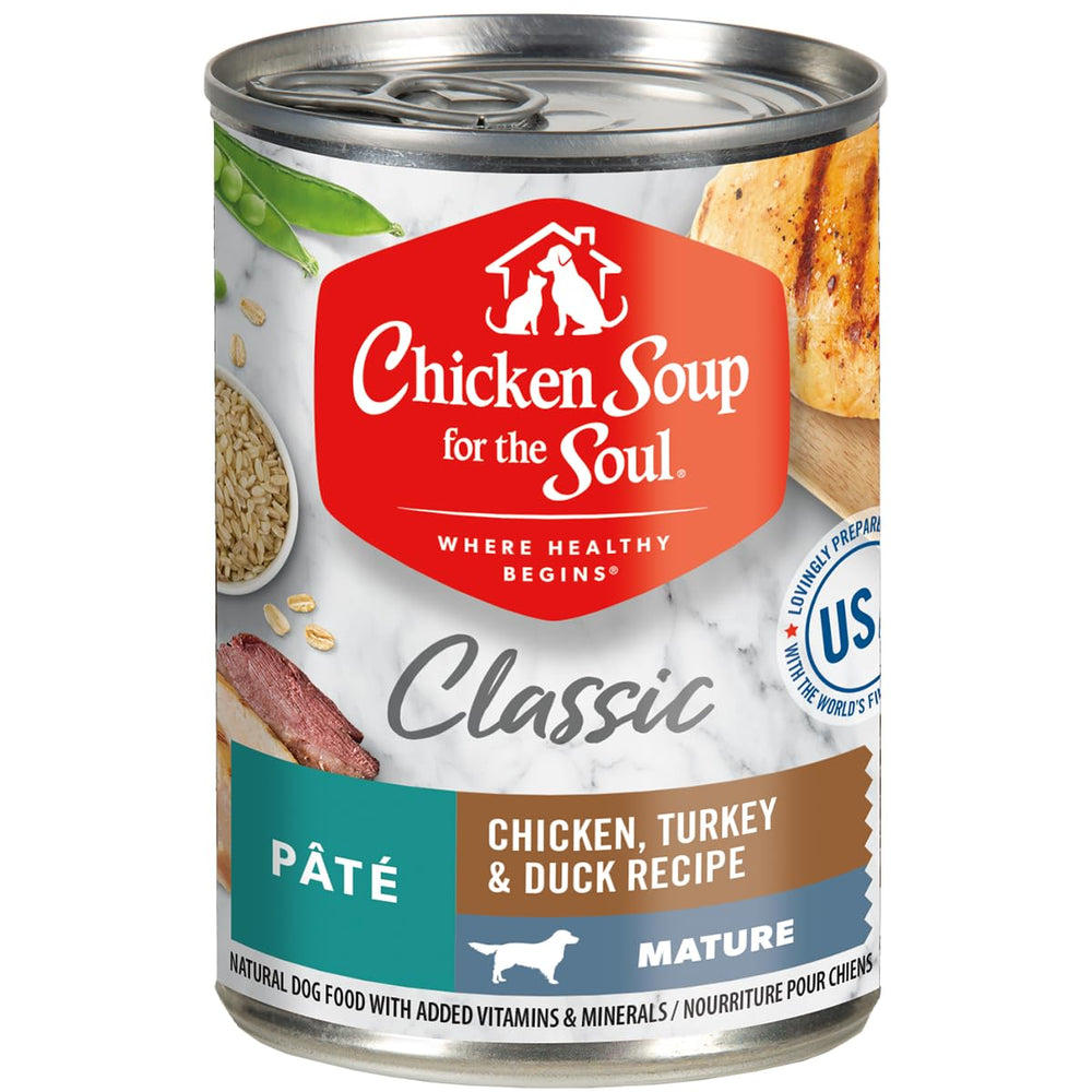 Chicken Soup for the Soul – chien adulte dans bol, saveur riche et repas équilibré.