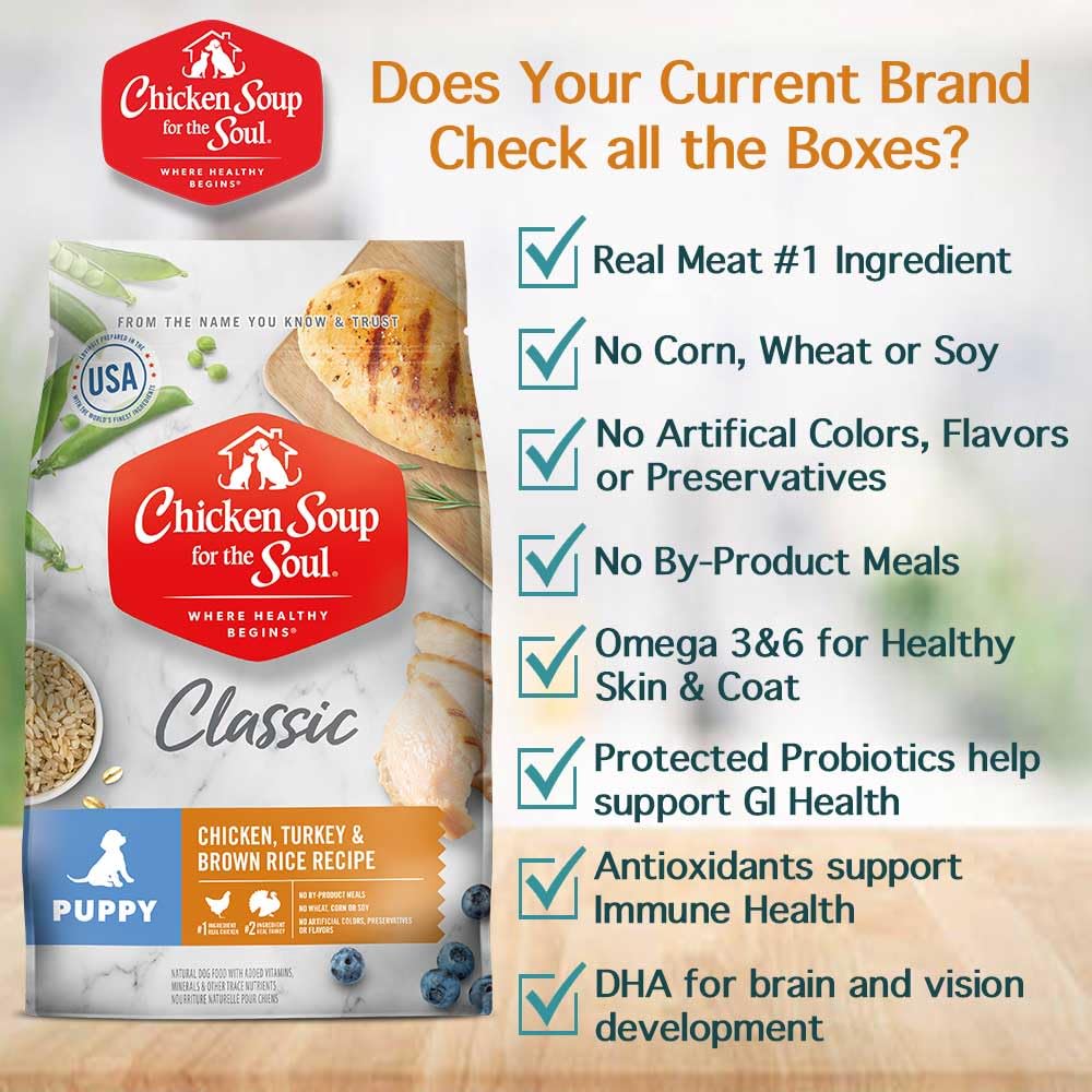 Chicken Soup for the Soul, chiot croquettes, mélange d’ingrédients naturels pour nutrition équilibrée