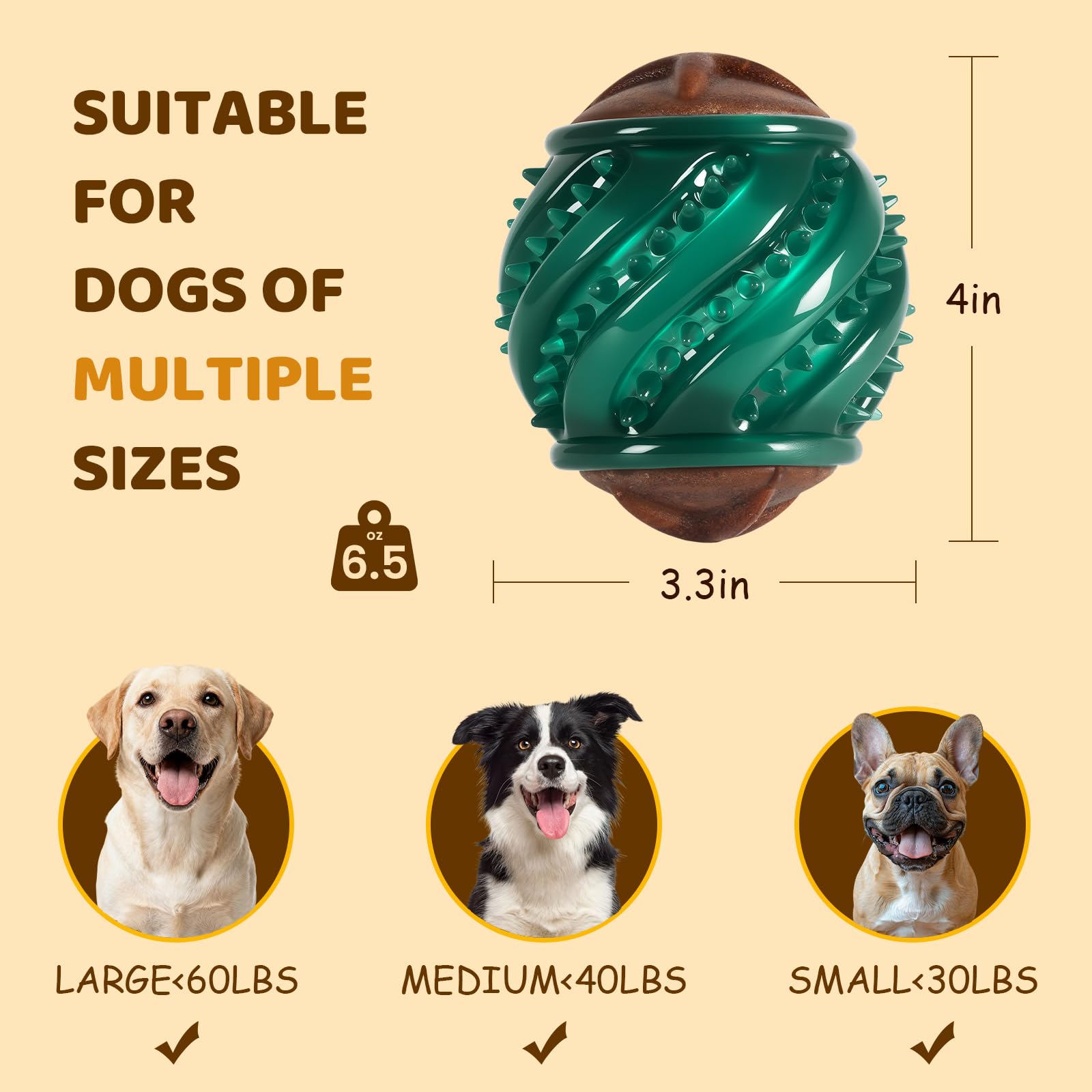 ChienPlay taille adaptée pour petits, moyens et grands chiens.