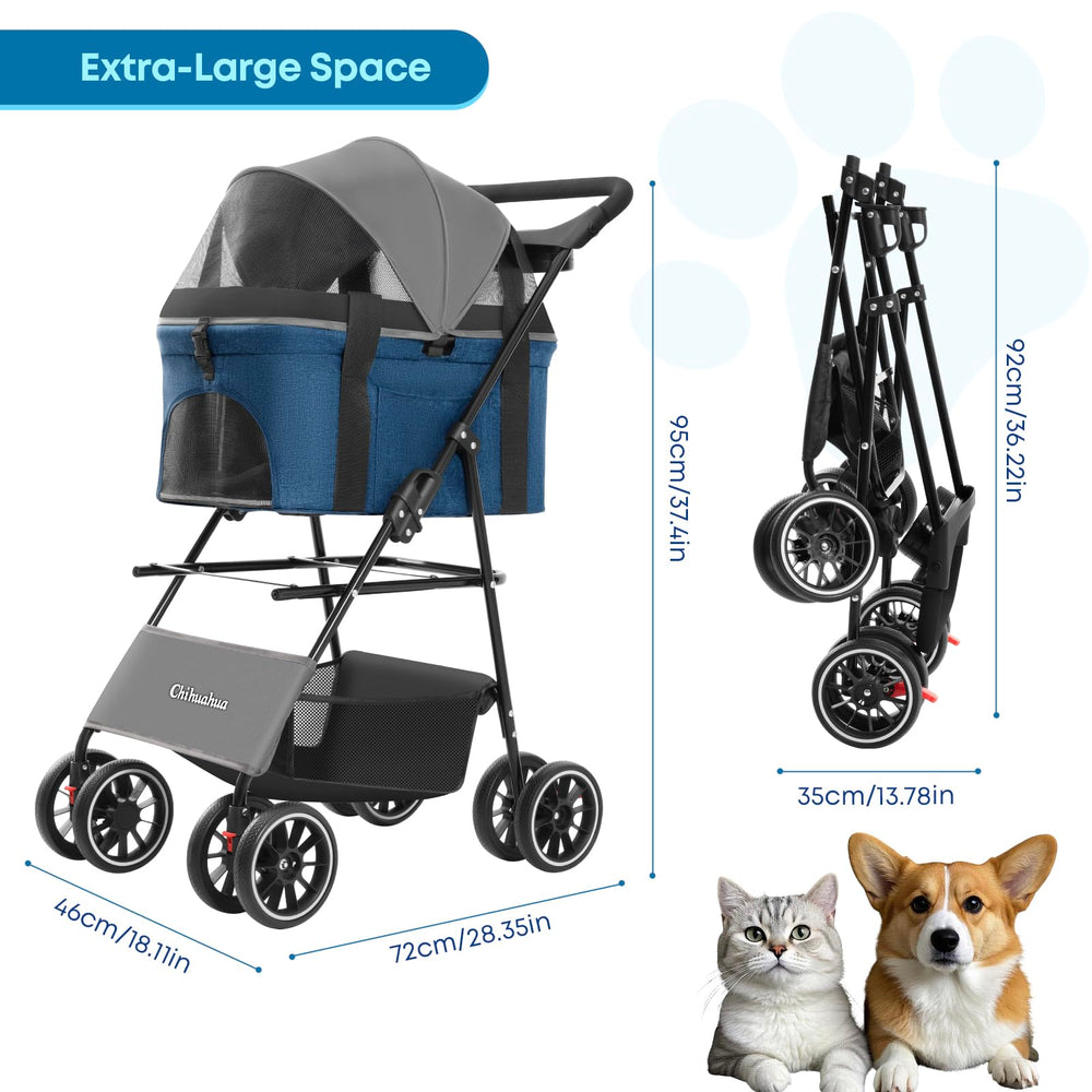 Acces frontal et arriere sur la poussette Chihuahua pour interaction facile
