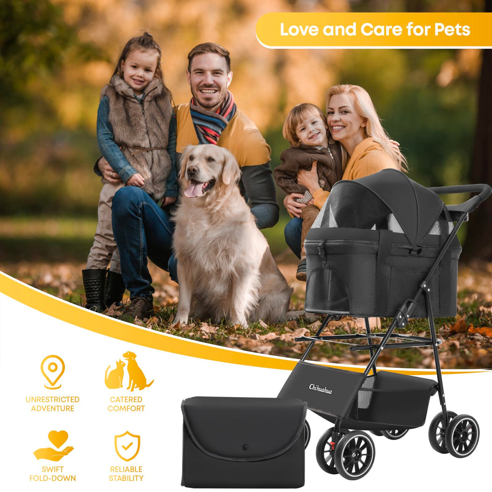 Chihuahua Poussette avec accessoires porte-gobelets et tote inclus.