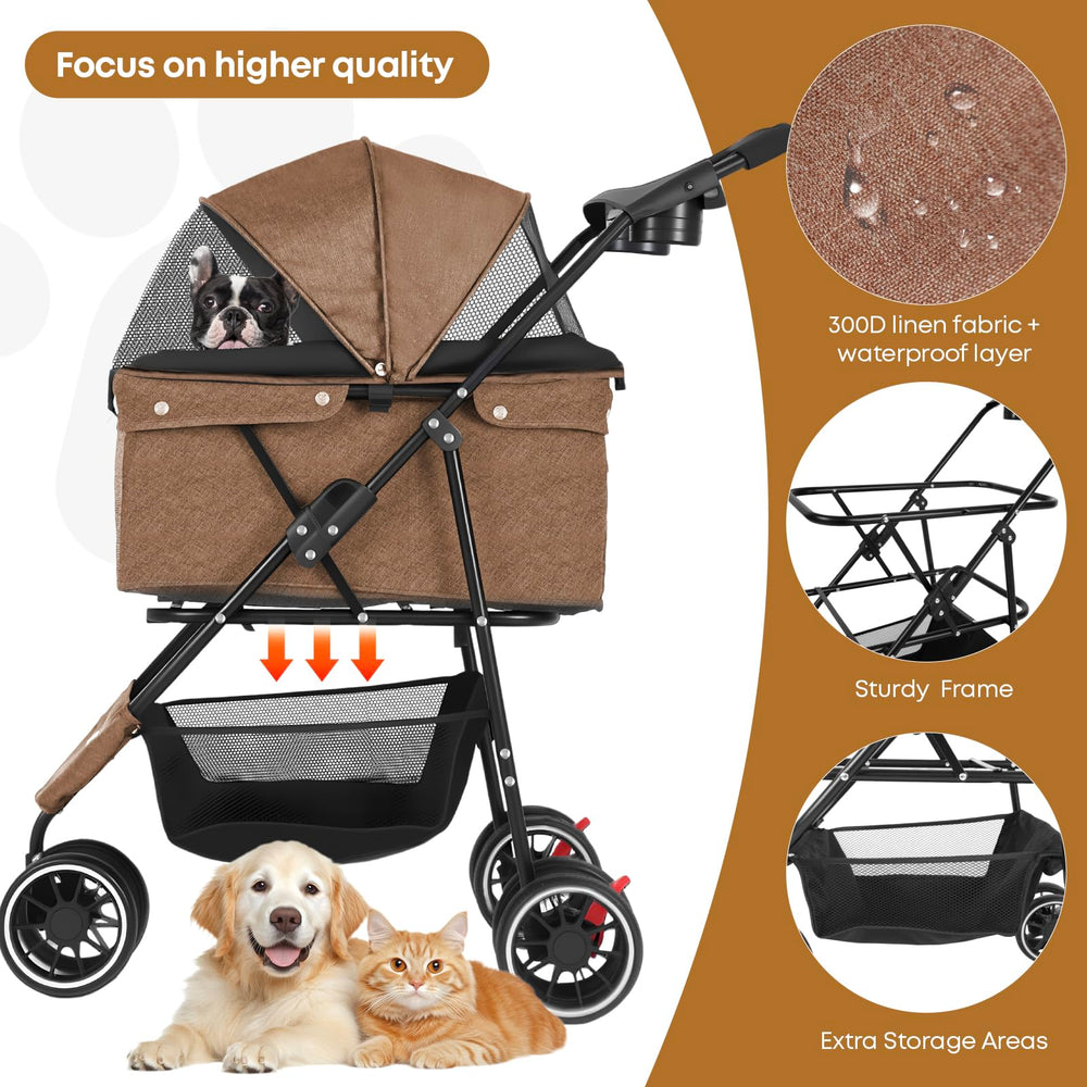 Poussette Chihuahua abri en mesh respirant pour rester au frais.