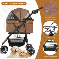 Poussette Chihuahua abri en mesh respirant pour rester au frais.
