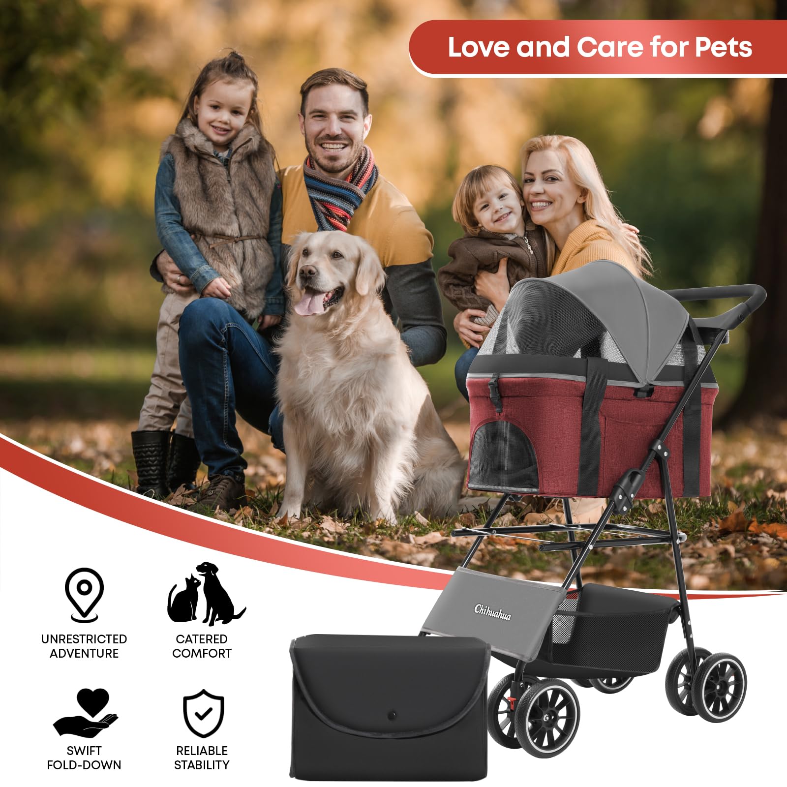 Poussette Chihuahua porte-boissons: accessoire utile lors des balades.
