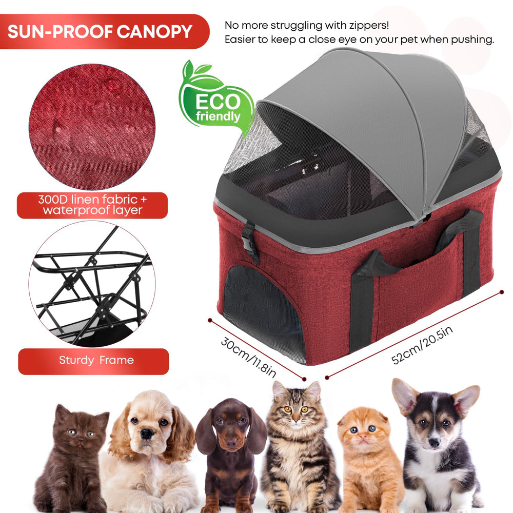 Poussette Chihuahua sac maman et accessoires: rangement pratique.