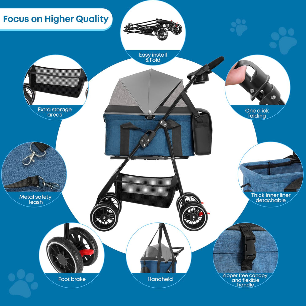 Poussette pliable et legere Chihuahua facilitant le rangement