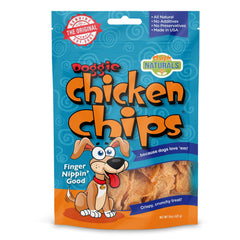 Chip's Naturals Doggie Chicken Chips — emballage clair, parfait pour découvrir le produit.