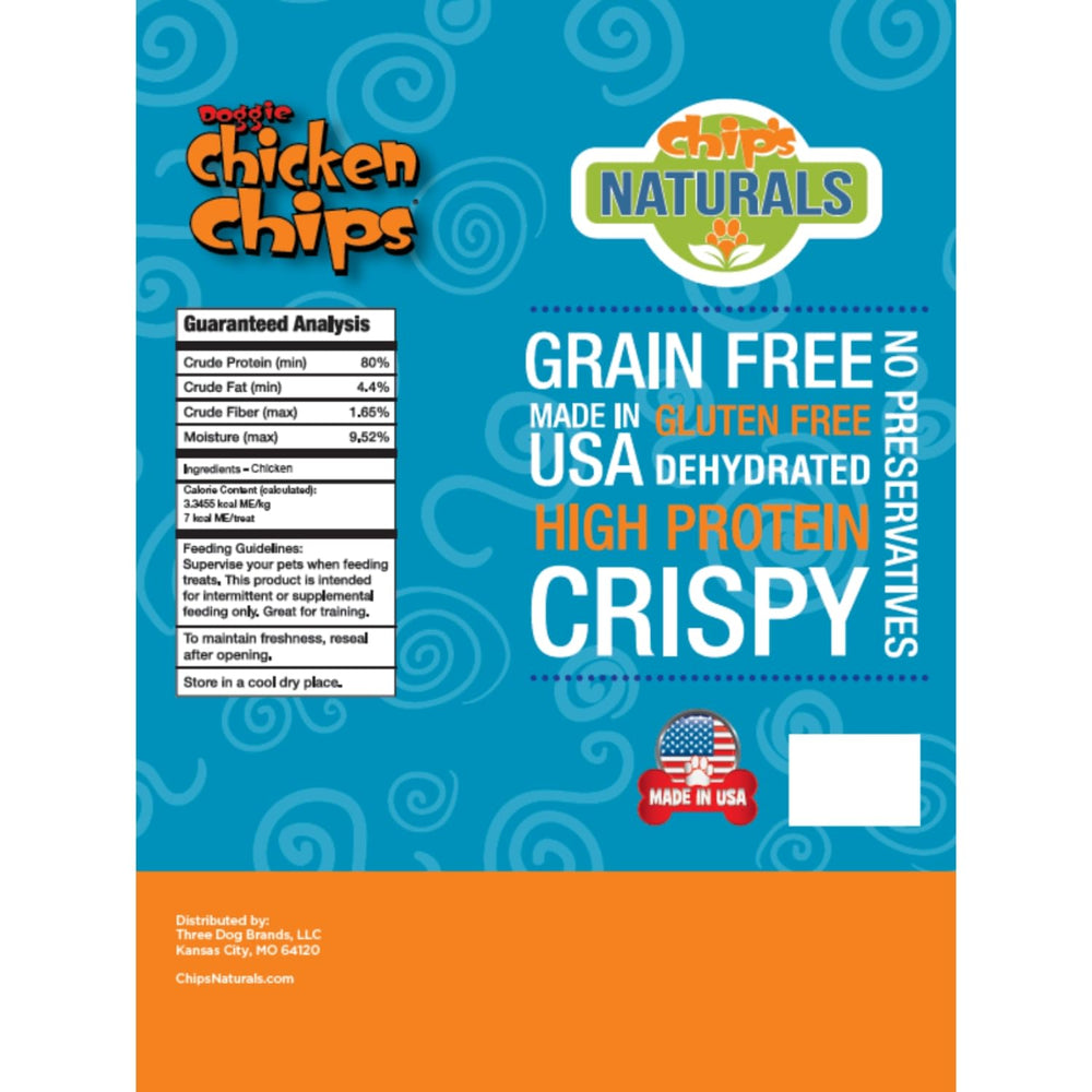 Chip's Naturals Doggie Chicken Chips — texture crounante, idéale pour récompenser votre chien.
