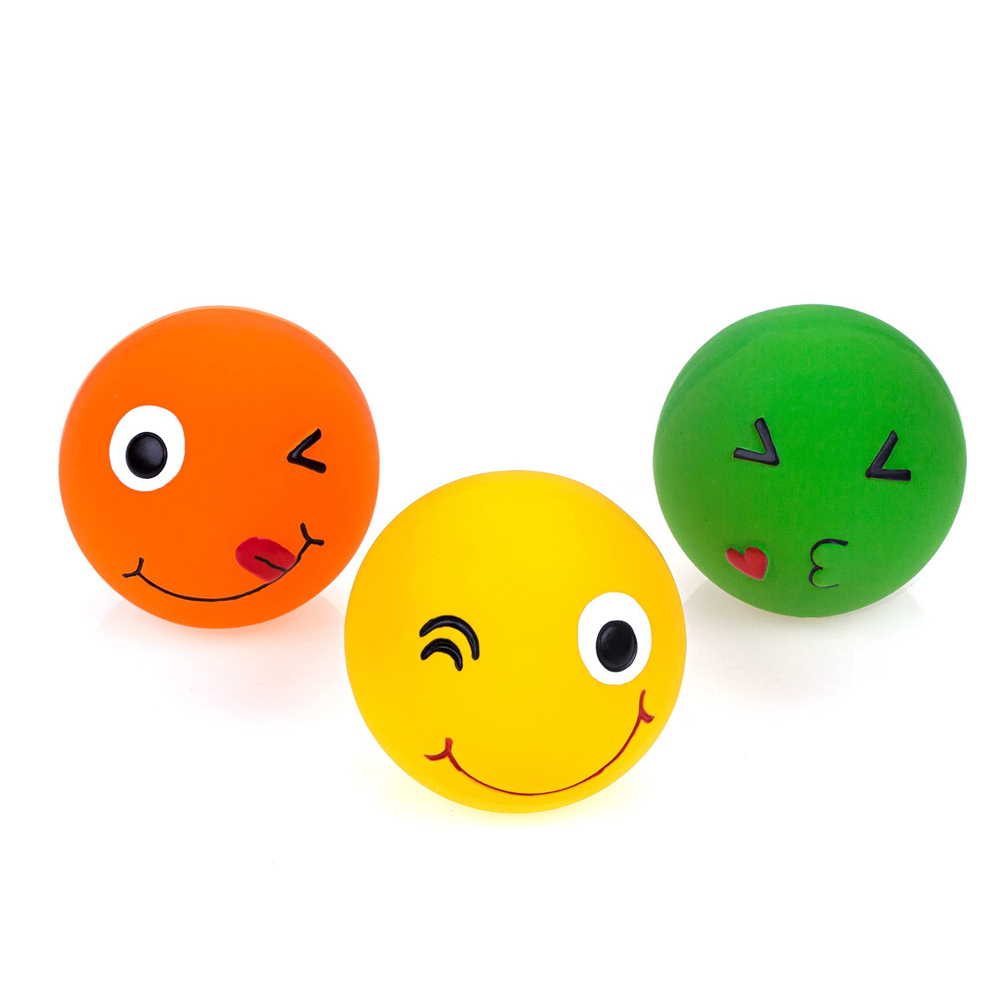 CHIWAVA balle latex sifflement visage heureux, parfait pour chiens moyens.