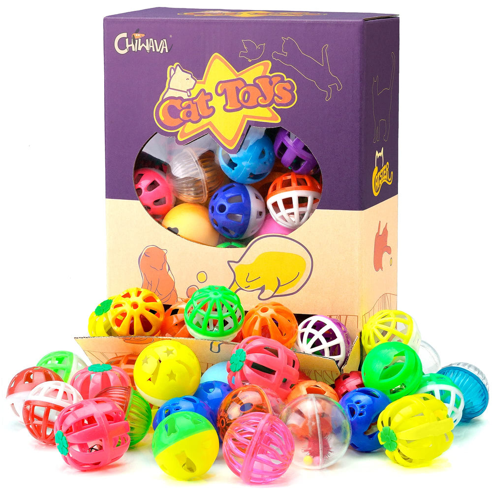 CHIWAVA balle plastique motifs variés avec cloche, attire l'attention du chat