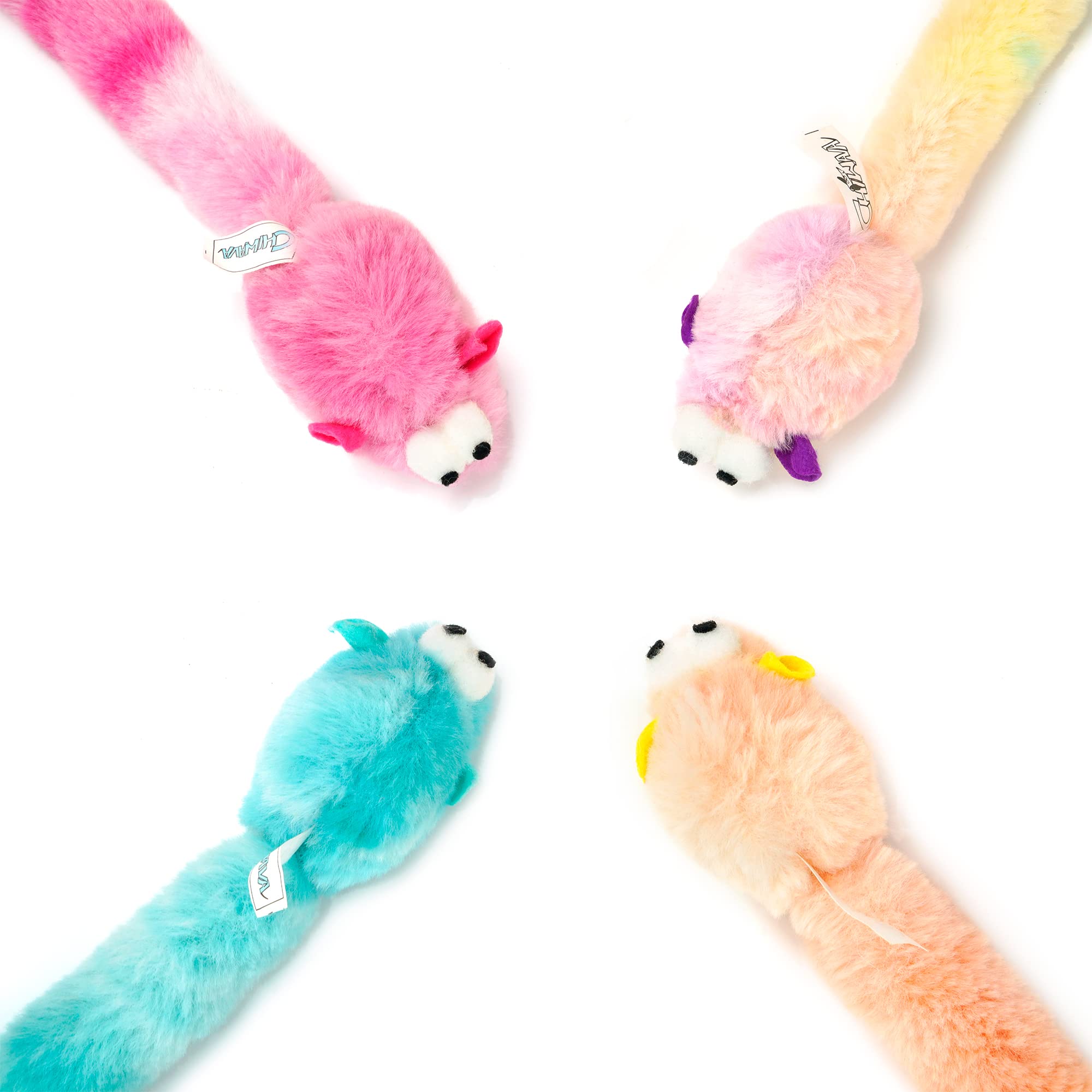 CHIWAVA souris peluche 15po avec crissement, queue verte, jeu multisensoriel.