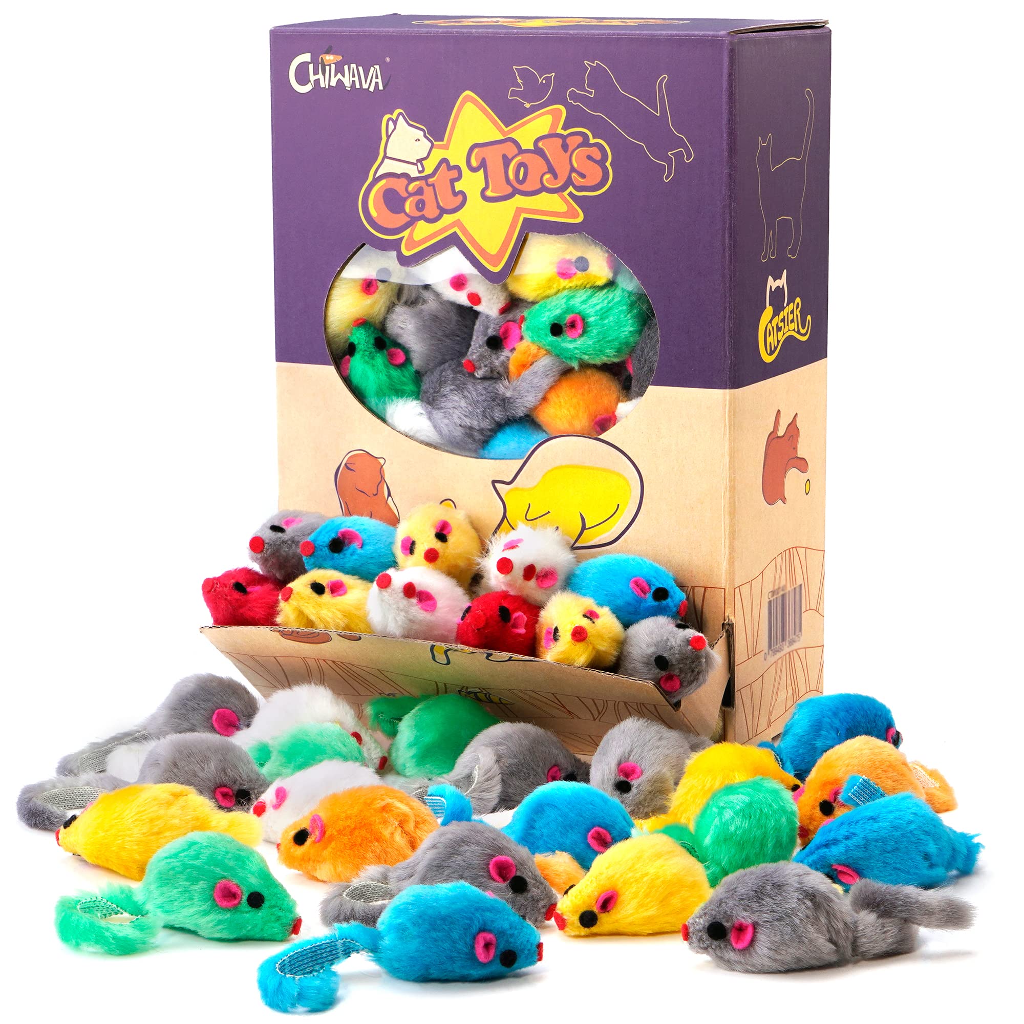 CHIWAVA souris peluche – bruit cliquetis pour attirer l’attention du chat pendant le jeu.