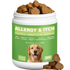 ChoHeel Dog Allergy Chews au goût saumon, soutien cutané potentiel.