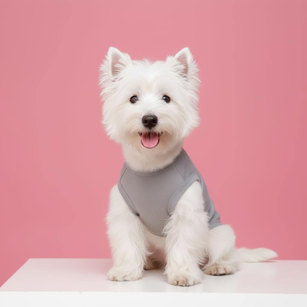 Chol&Vivi haut blanc pour chien, vue avant, décontracté et facile à assortir.