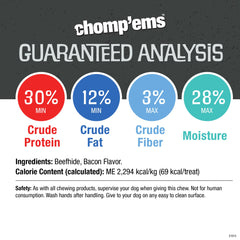 CHOMP EMS Purehide friandises dentaires bacon digestibles.