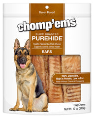 CHOMP EMS Purehide os à mâcher bacon, friandise digeste pour chiens.