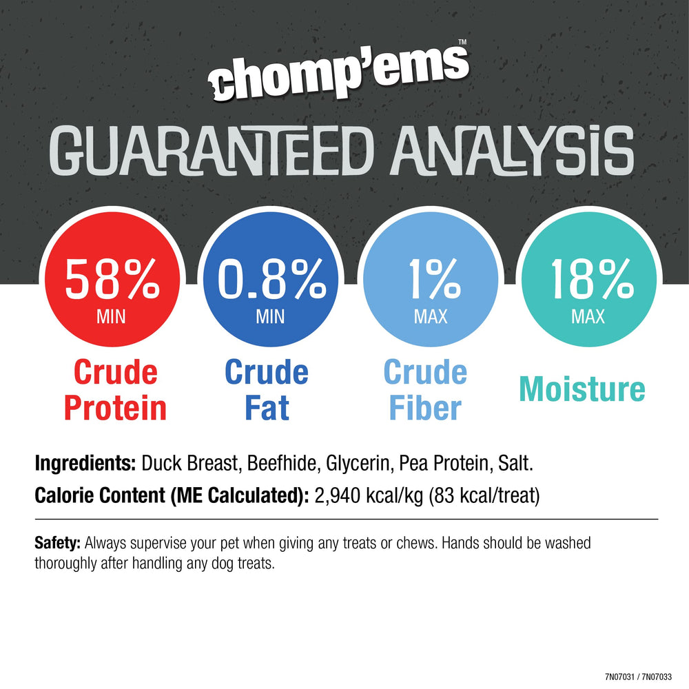 CHOMP'EMS Brochettes Canard sans additifs, friandise naturelle.