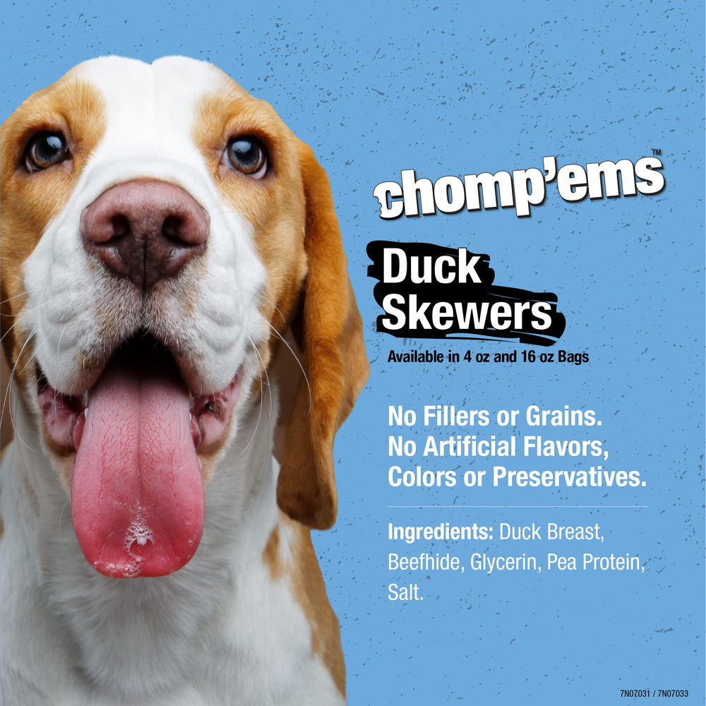 CHOMP'EMS Brochettes Canard sans cereales, option sans céréales pour chien.