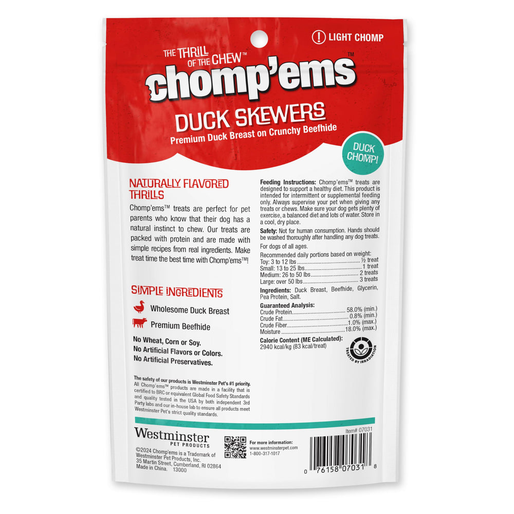 CHOMP'EMS Brochettes Canard - tranche visible, récompense protéinée.