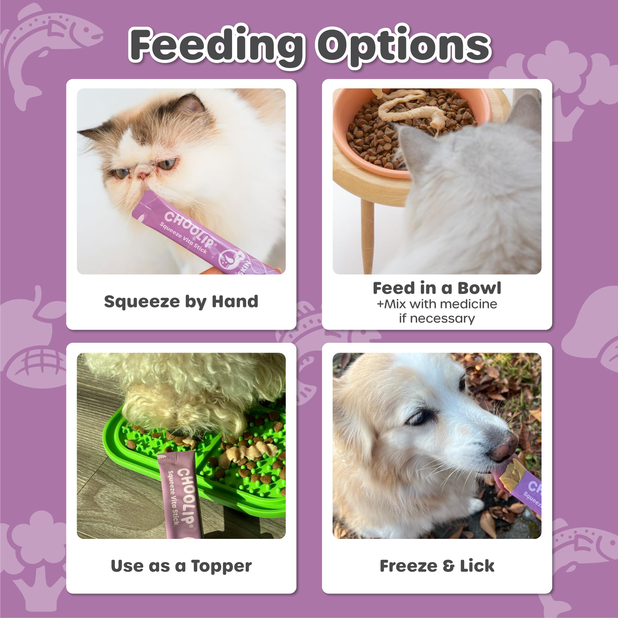Choolip Squeeze Vita Stick adapté chats et chiens, utilisation polyvalente