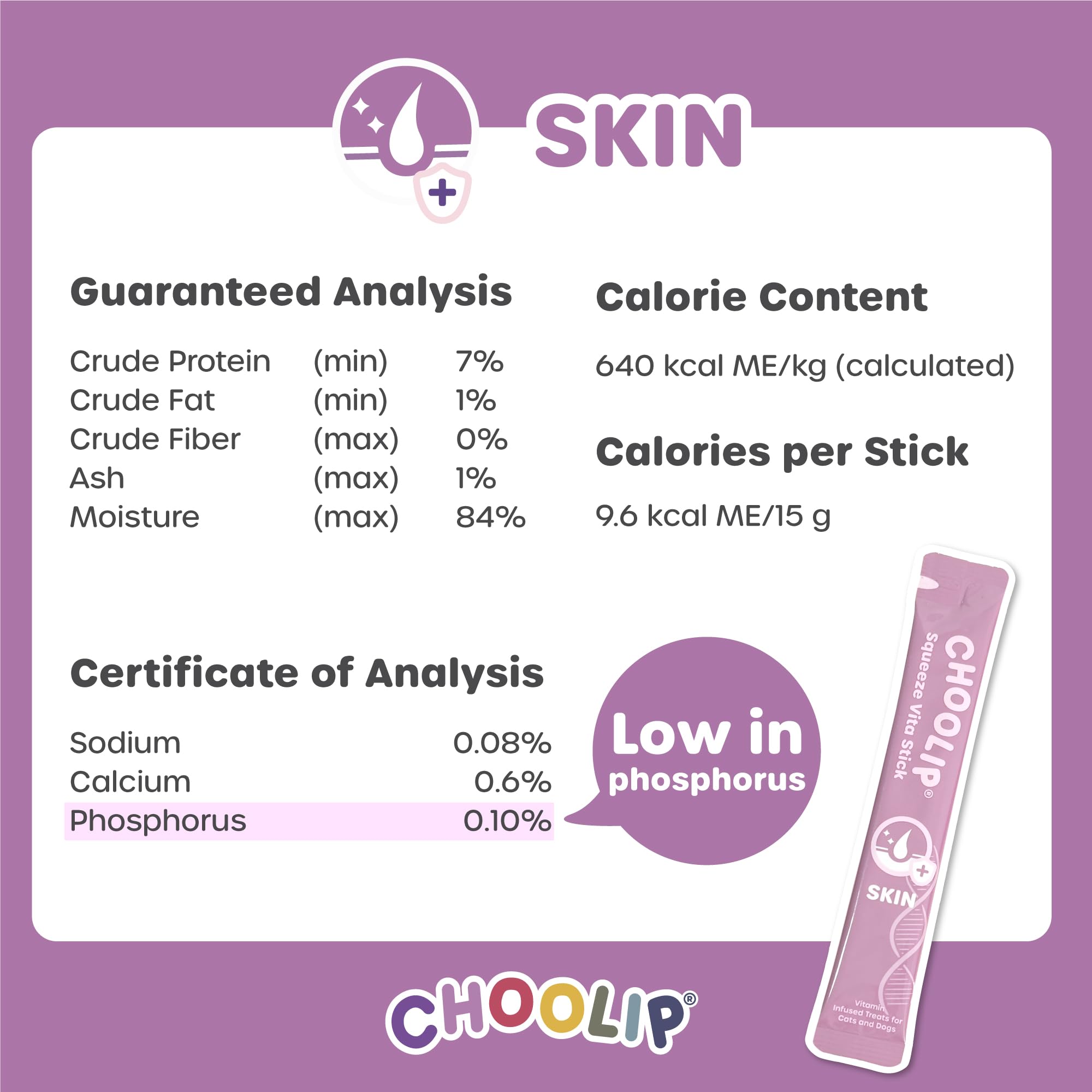 Biotine et vitamine E dans Choolip Squeeze Vita Stick pour pelage sain