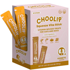 Choolip Squeeze Vita Stick, vue d'ensemble du lot de 49 unités pour chats et chiens.
