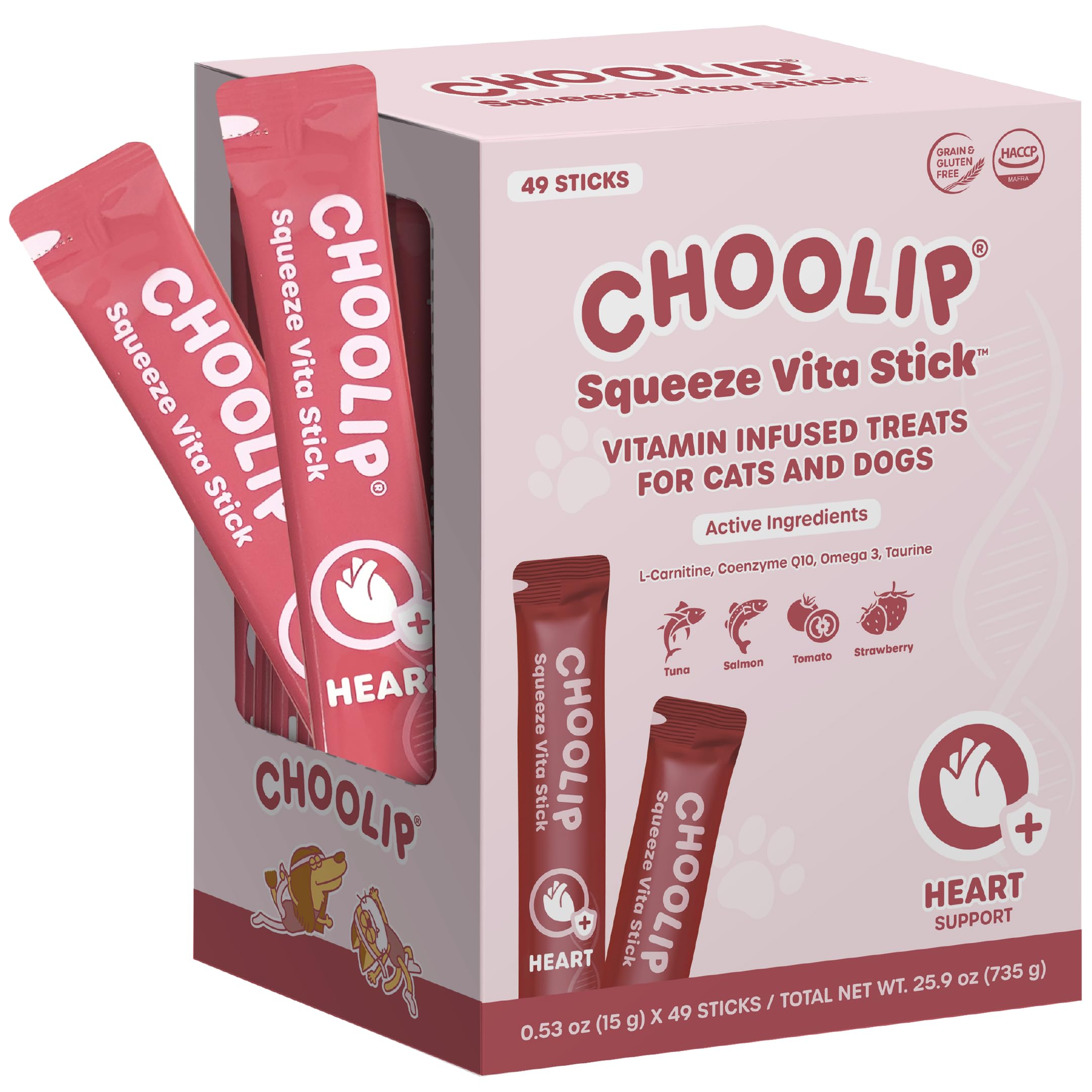 Choolip Squeeze Vita Stick – coeur-chat : friandise appétente pour chats.