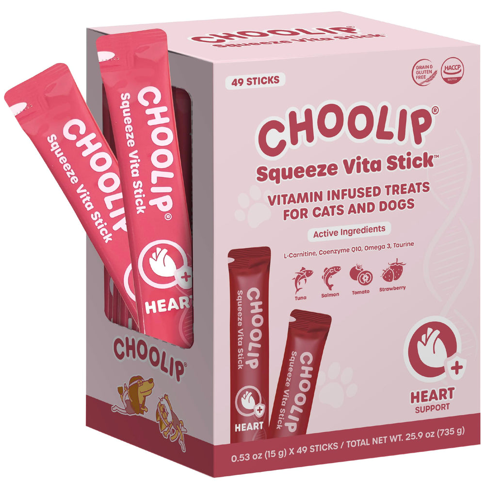 Choolip Squeeze Vita Stick – coeur-chat : friandise appétente pour chats.