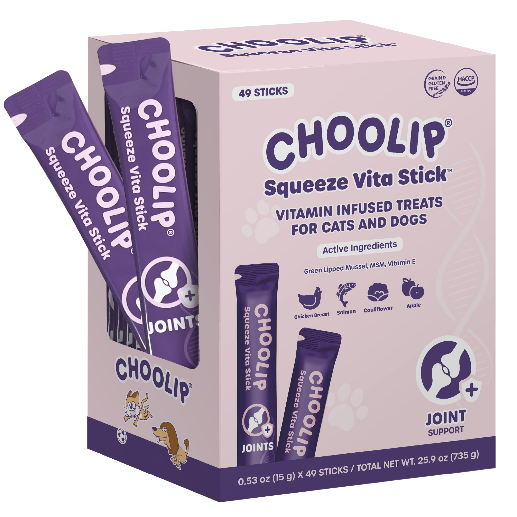 Choolip Squeeze Vita Stick – emballage pratique pour chats et chiens.